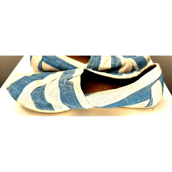 TOMS Womens Shoes Alpargata Original Canvas Classics Blue/White Striped Size 8 - Picture 4 of 12
